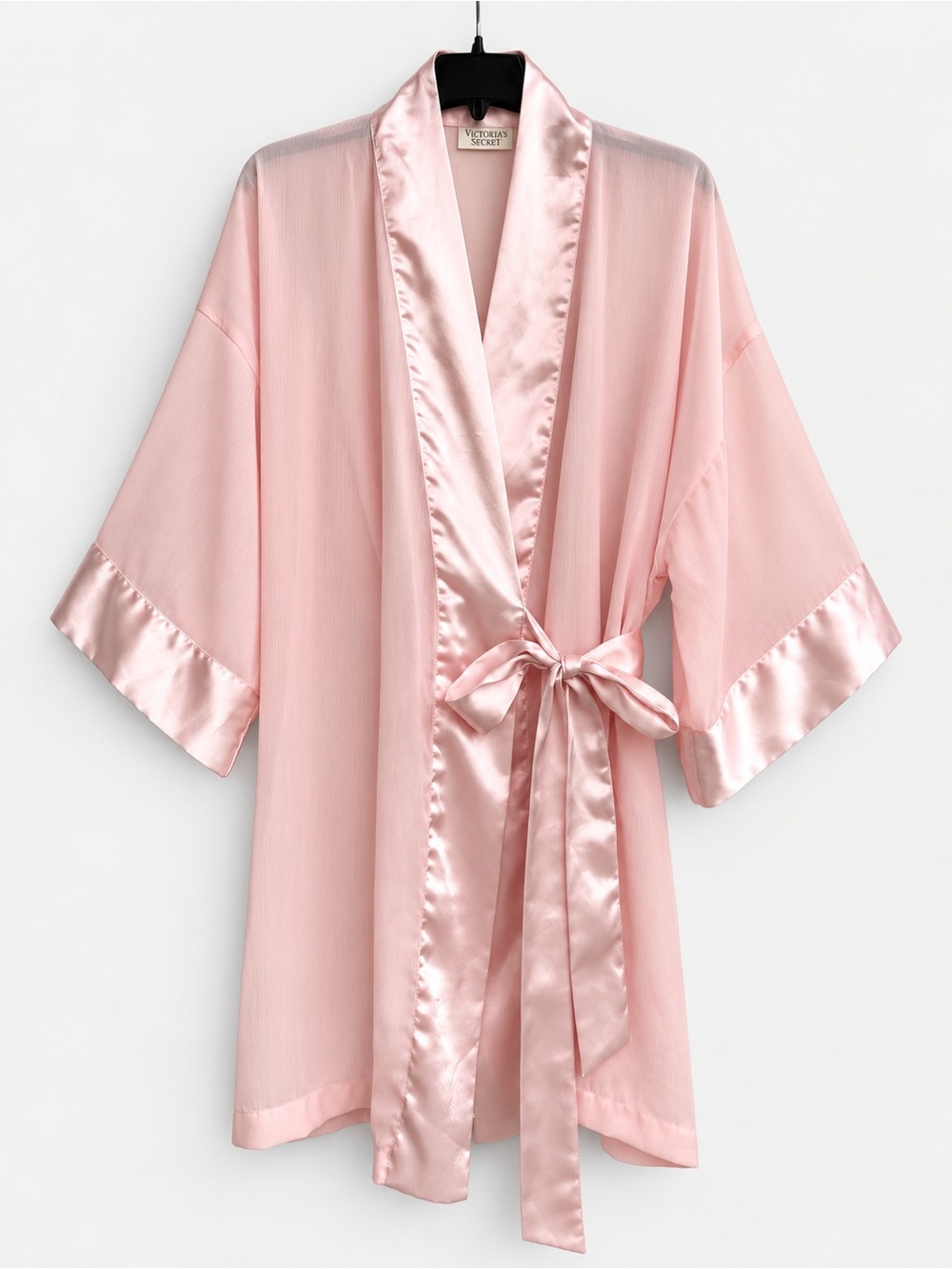 Vintage Victoria’s Secret Gold Label Pink Sheer Satin Kimono Robe OS